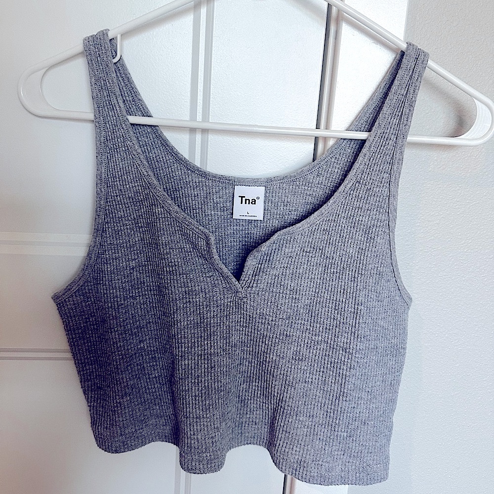Aritzia tna waffle knit cropped tank L